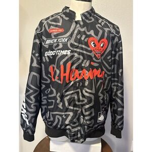 Keith Haring X Members Only Jacket Men XL Racing Windbreaker Heart Streetwear